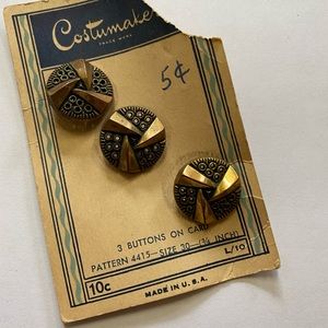Vintage Metal 3 Pc. Buttons on Cards